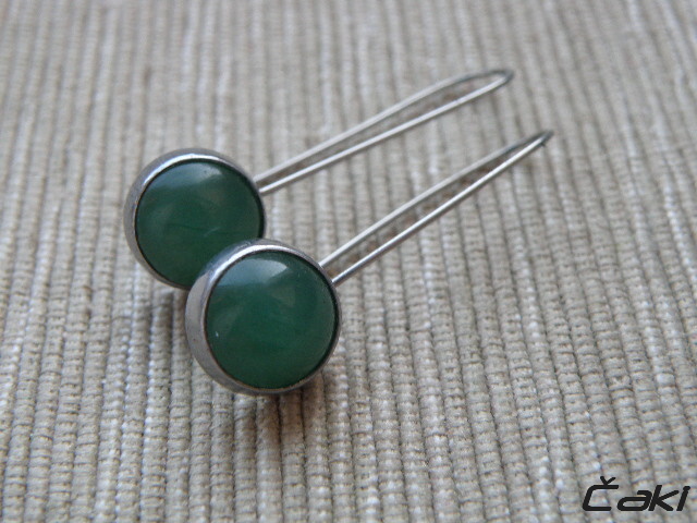 Nerezové naušnice s jadeitem