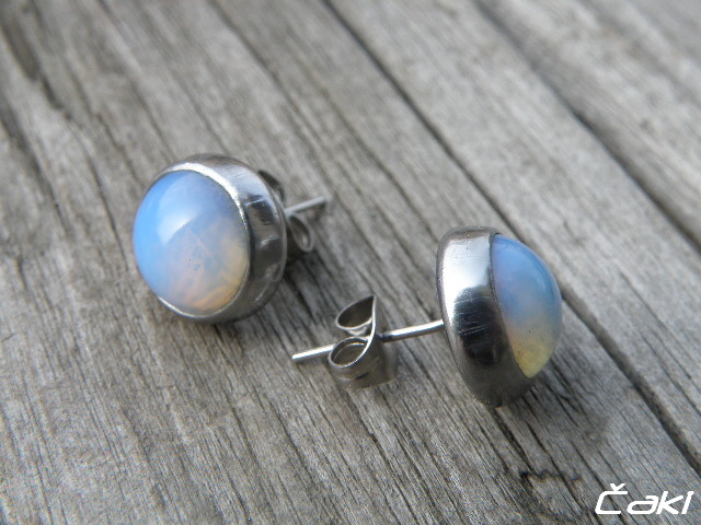 Nerezové naušnice  s  opalitem-napichovátka