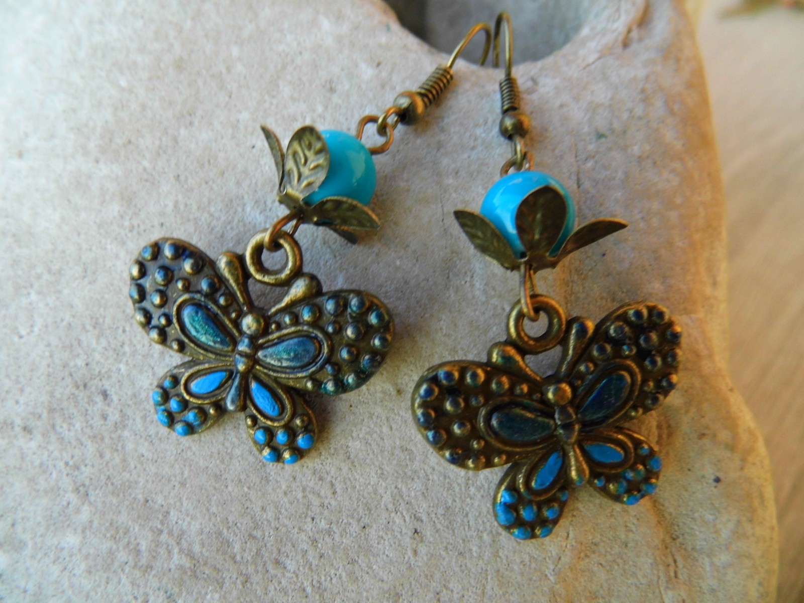 Náušnice azuroví motýlci