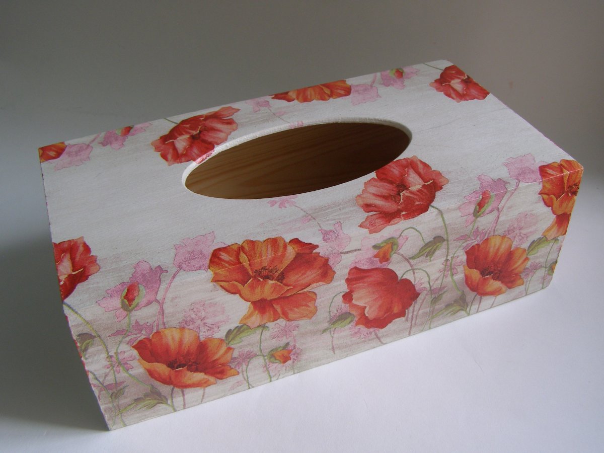 Krabice na kapesníky - Vlčí máky