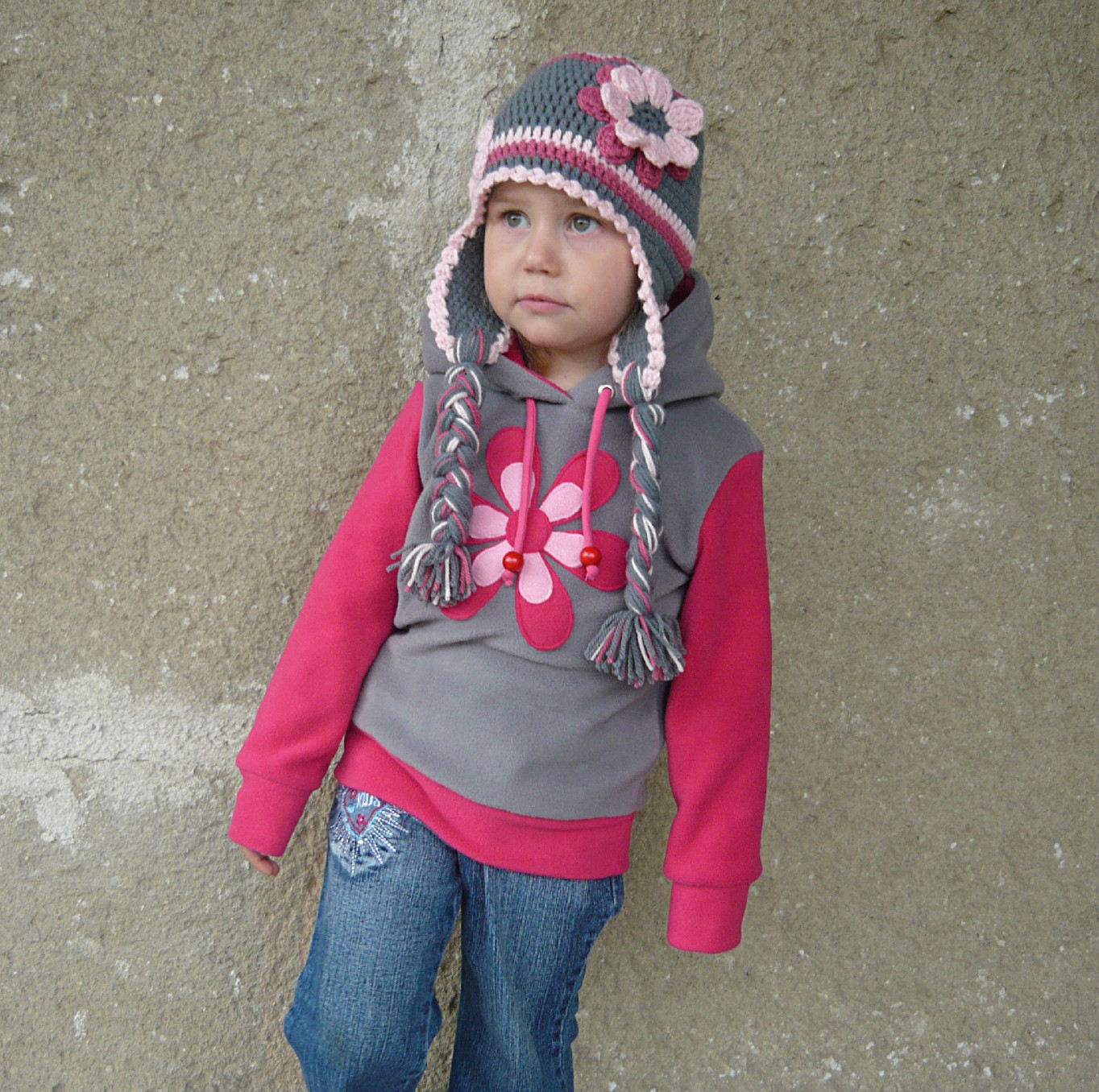 Šedorůžová mikinka