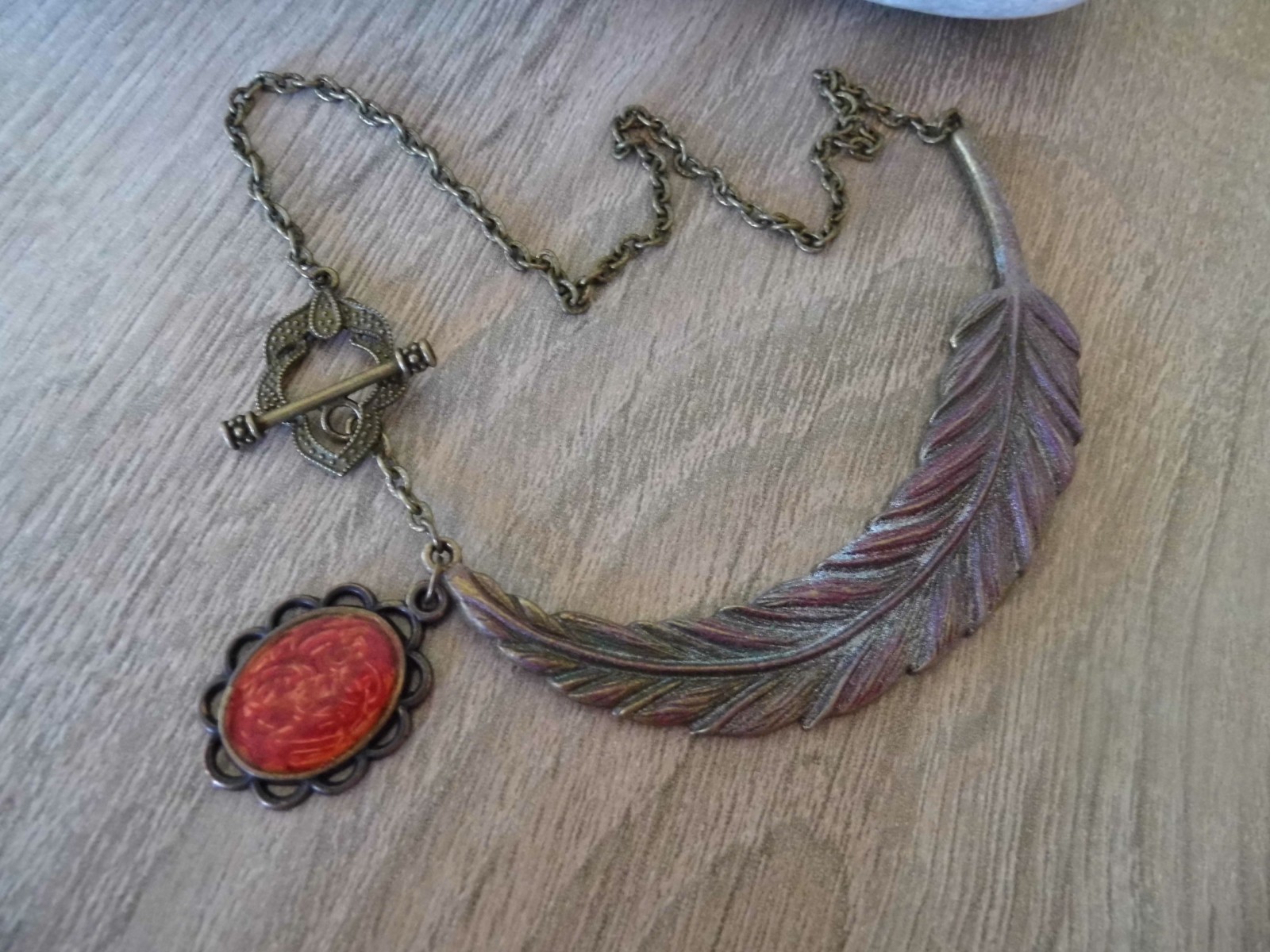 Náhrdelník velký list - vintage