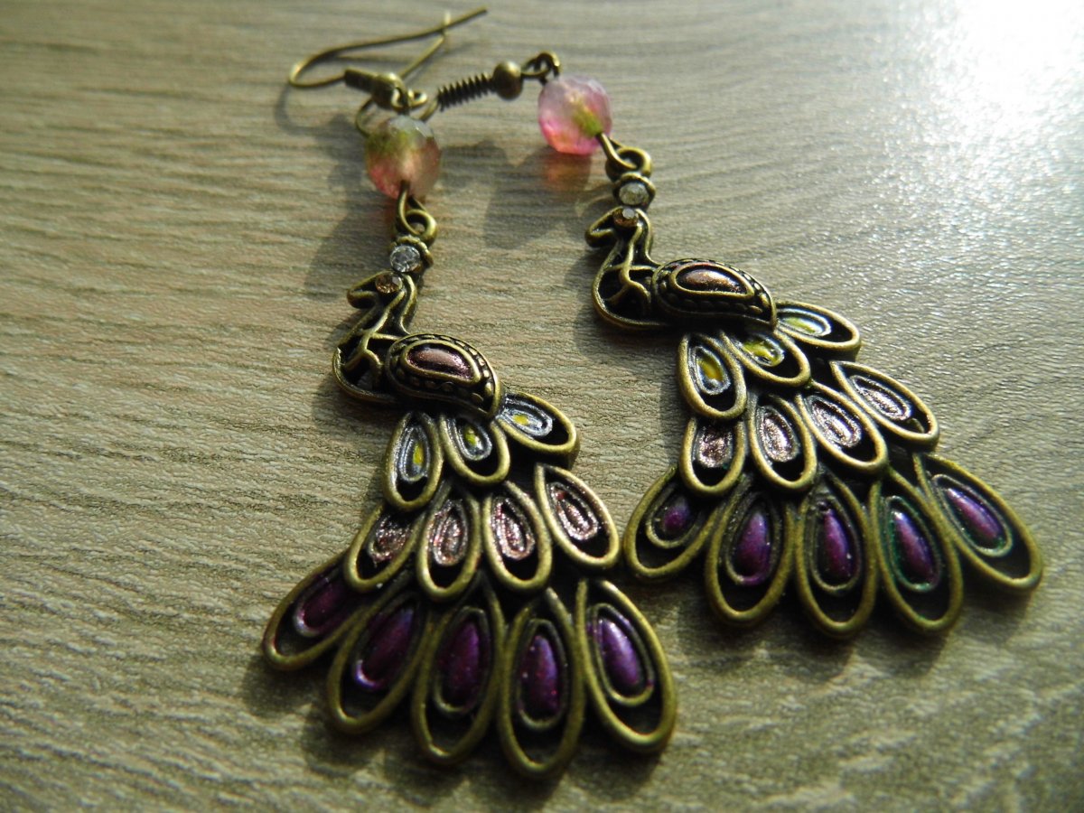 Náušnice bronzoví pávi