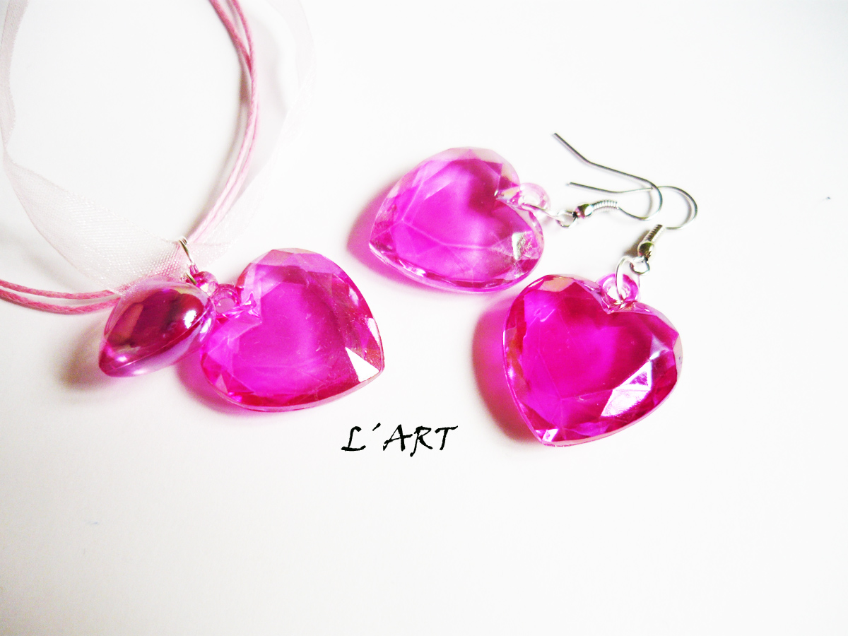 Růžová srdíčka sada