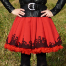 FuFu sukně červené město s červenou spodničkou