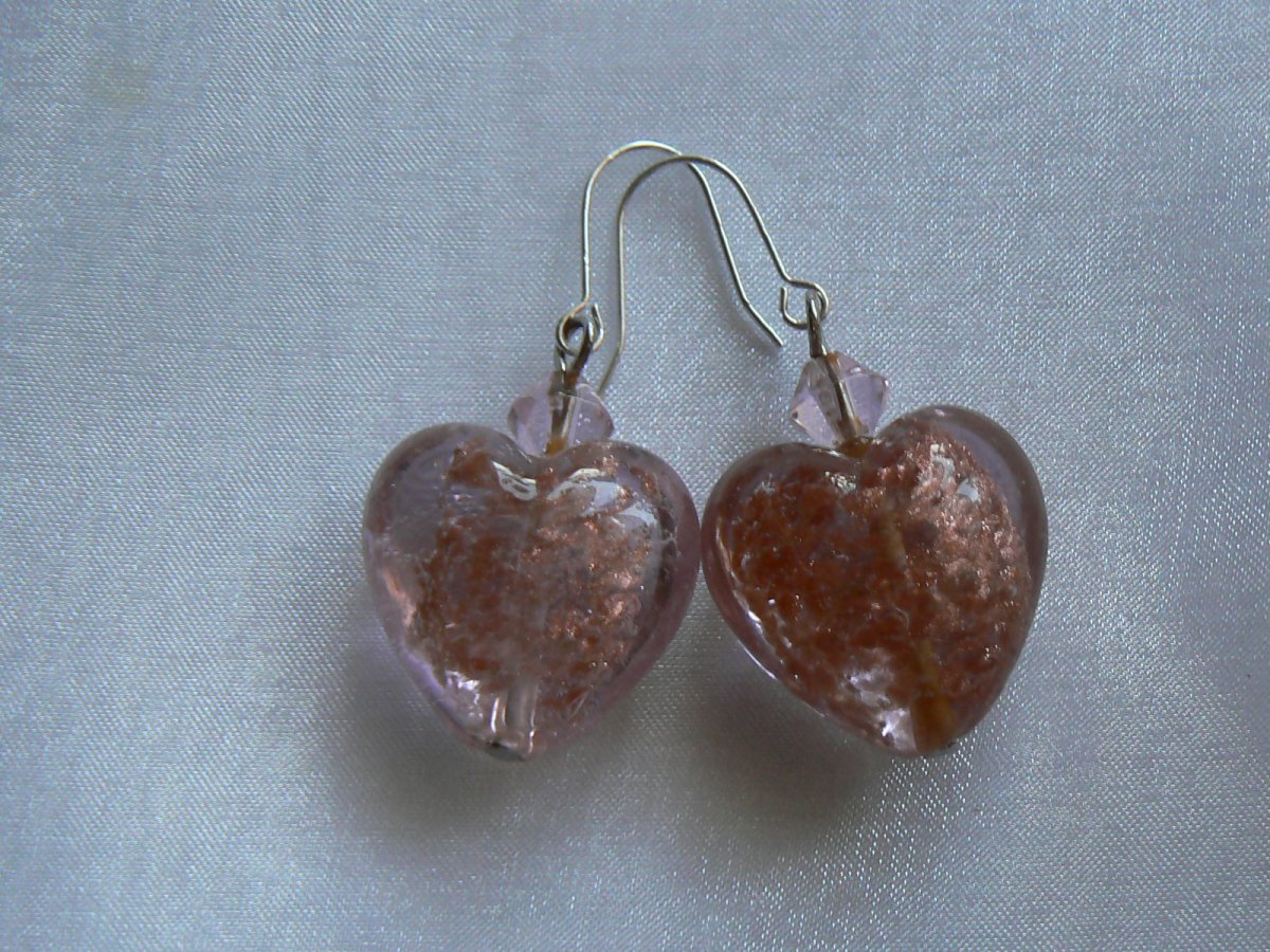 Náušnice s růžovými srdíčky