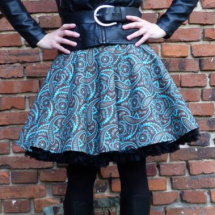 FuFu sukně hnědo-tyrkysová s černou spodničkou