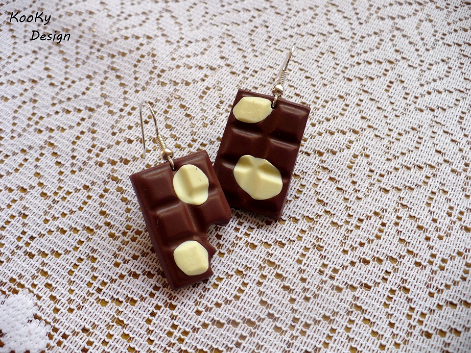 Visací náušnice - strakaté čokoládky