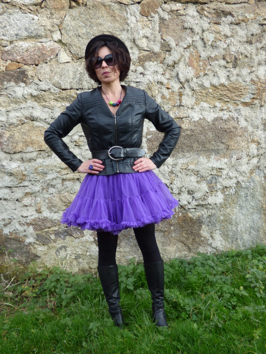 FuFu sukně dvouvrstvá fialová