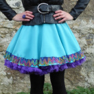 FuFu sukně tyrkysová s lemem2 a s fialovou spodničkou