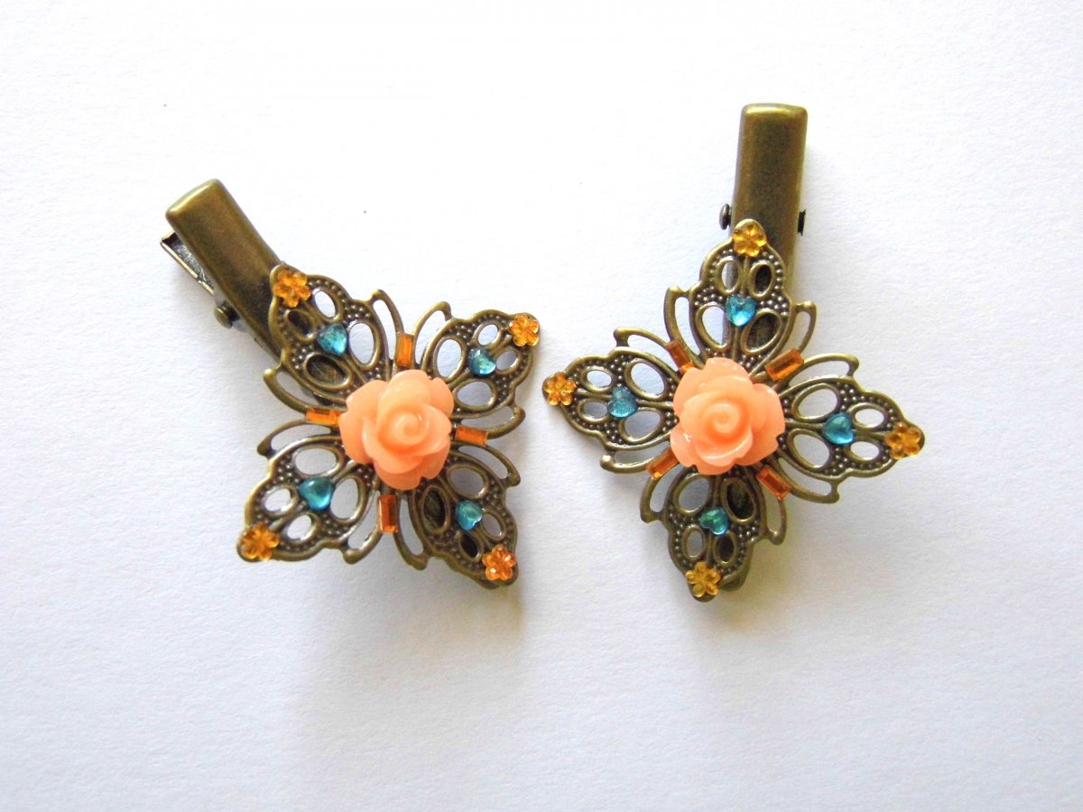 Filigránové sponky s růžičkou