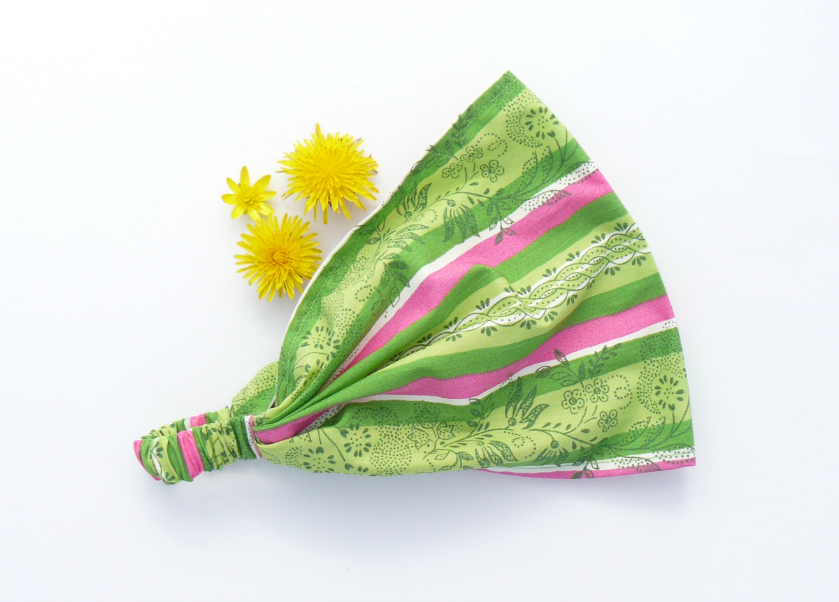 Látková čelenka, šátek - zelená louka