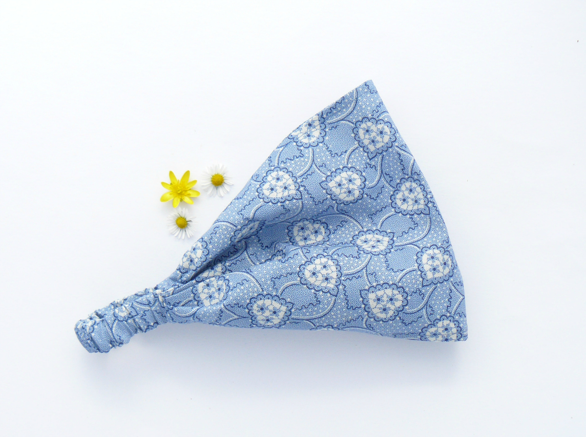 Látková čelenka - modré květy