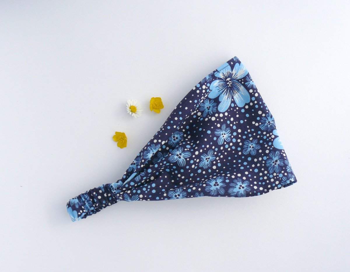 Látková čelenka - modré květy