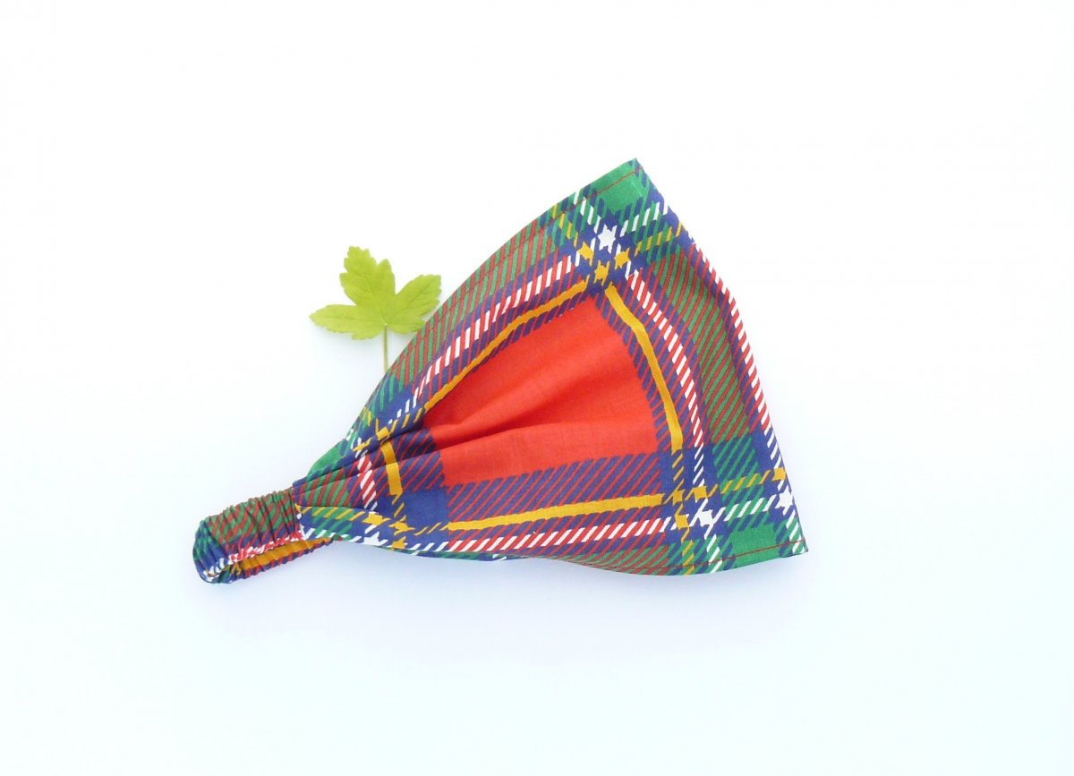 Látková čelenka, šátek - Skotsko - kostky velké