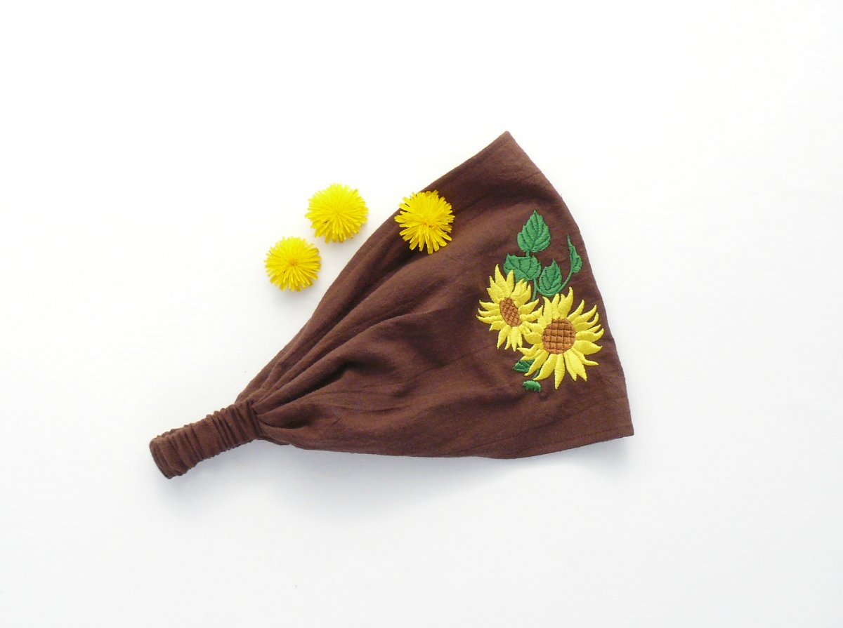 Látková čelenka, šátek - slunečnice