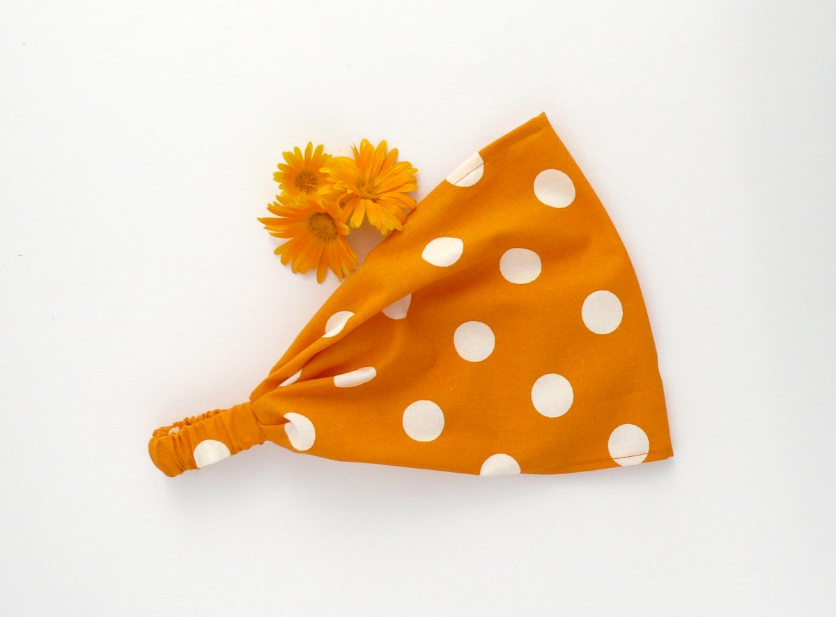 Látková čelenka, šátek - měsíčkové puntíky