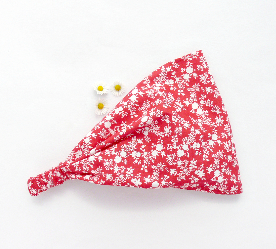 Látková čelenka - červené kvítí