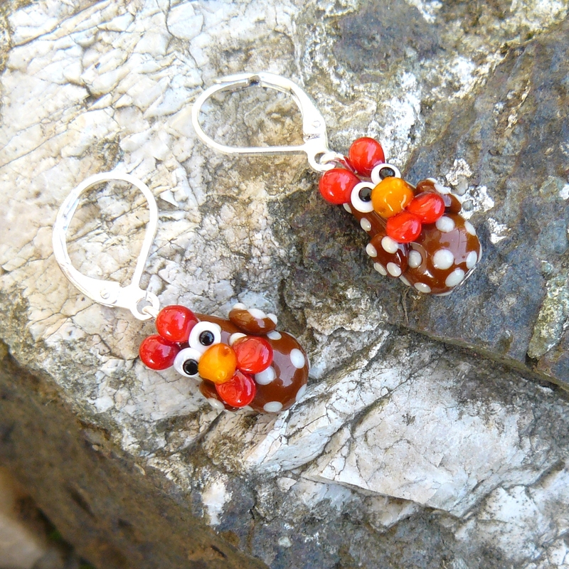 Náušnice - slepice hnědá