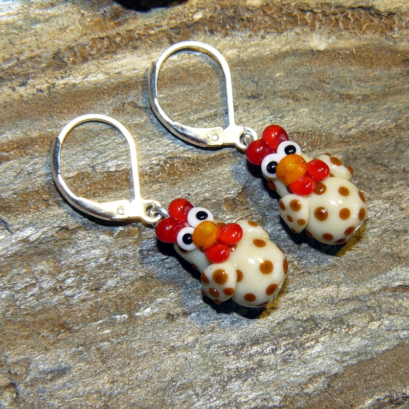 Náušnice - slepice slonová kost