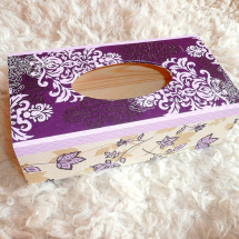 krabička na kapesníky fialové ornamenty