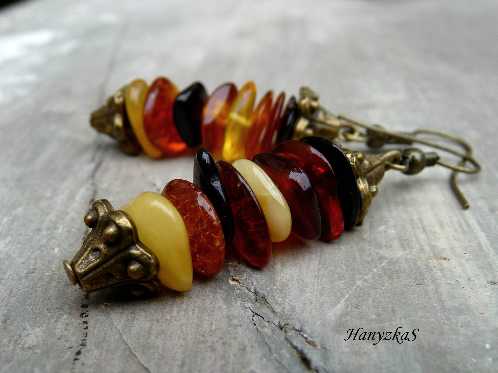 Náušnice: Jantarové plátky