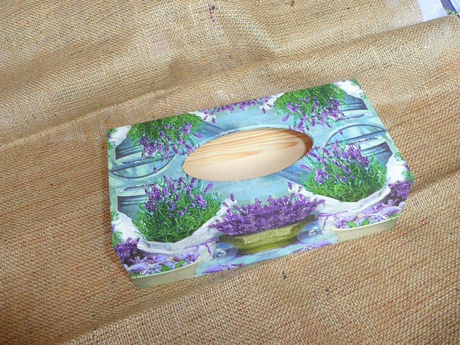 krabička na kapesníky levandule 