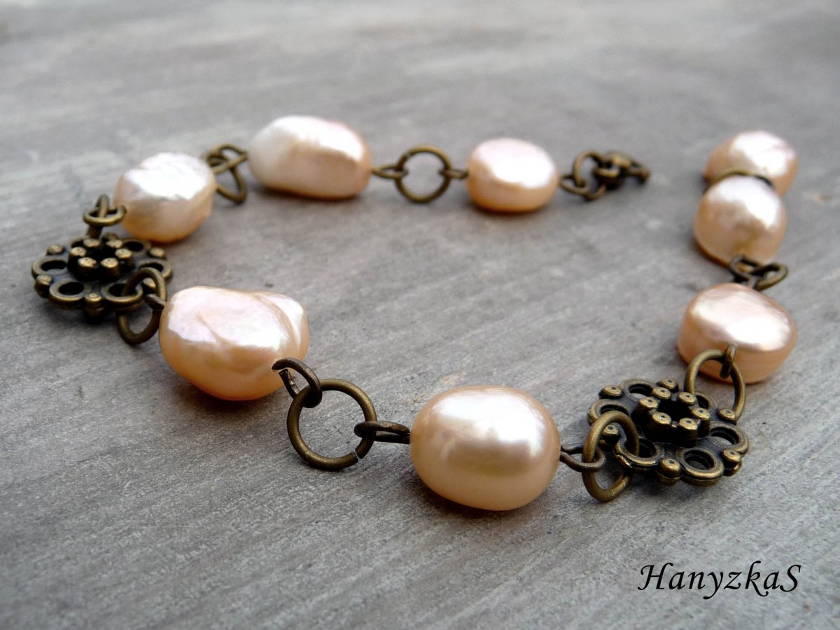 Náramek: Říční perličky