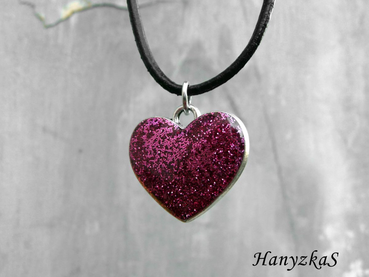 Náhrdelník: Růžové srdce
