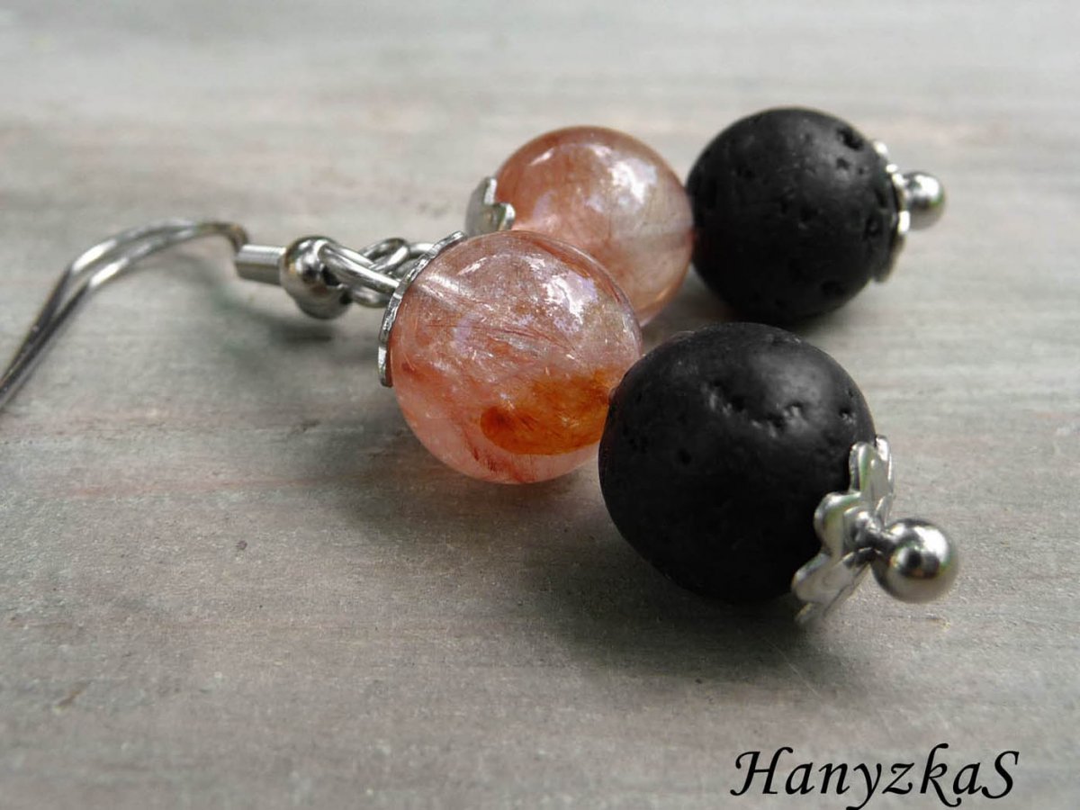 Náušnice: Sagenit s lávou