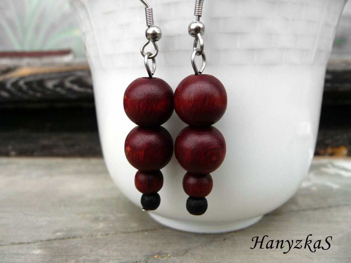 Náušnice: Dřevěné korálky