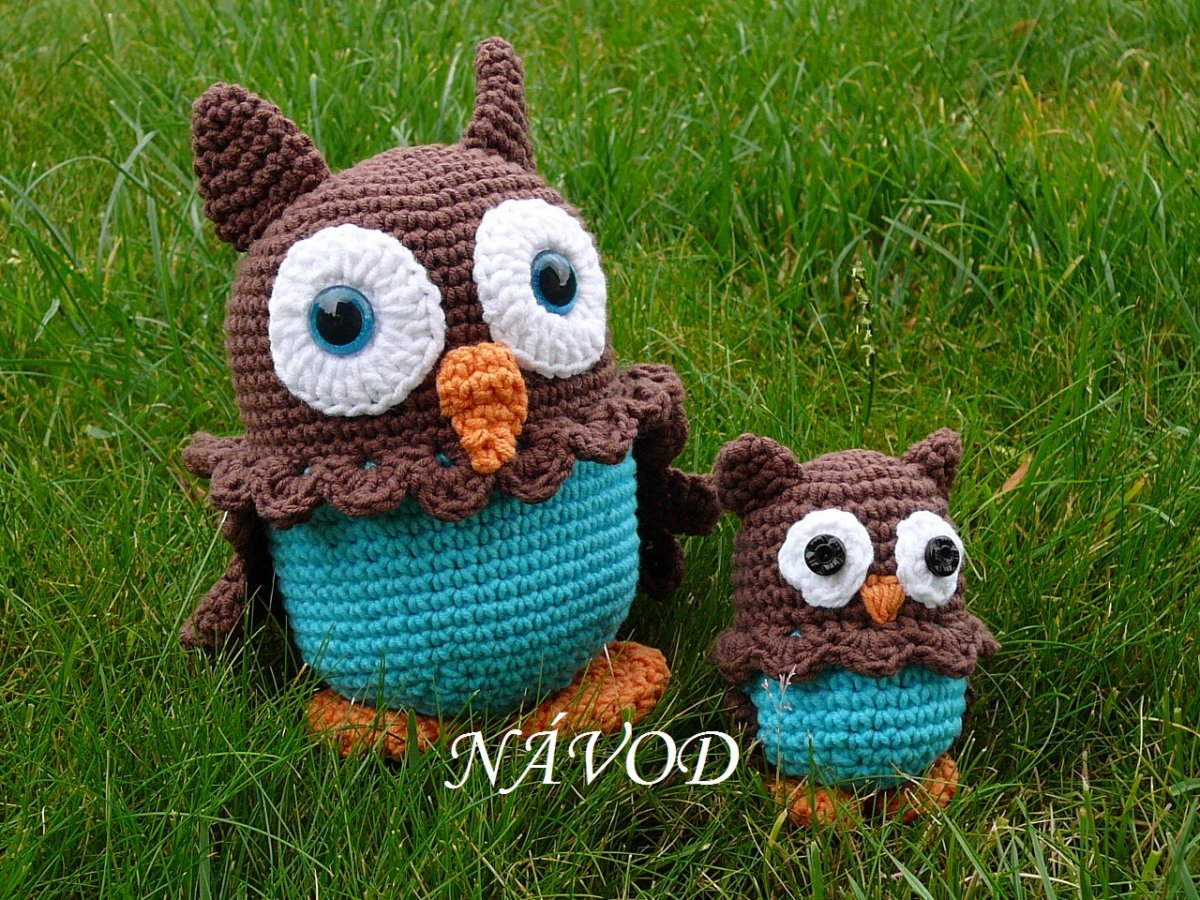 Háčkovaná sova s miminkem  - NÁVOD