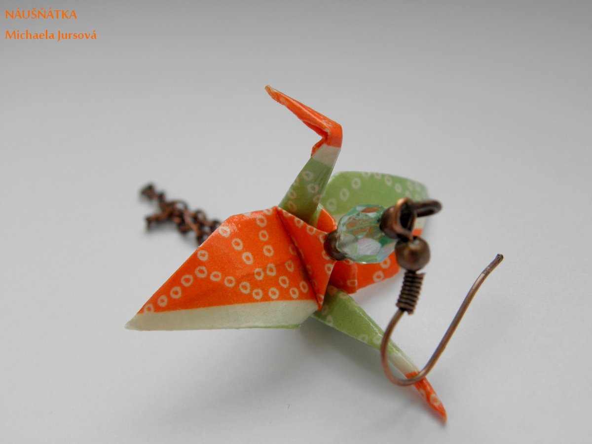  - origami crane -  jeřáb, náušnice
