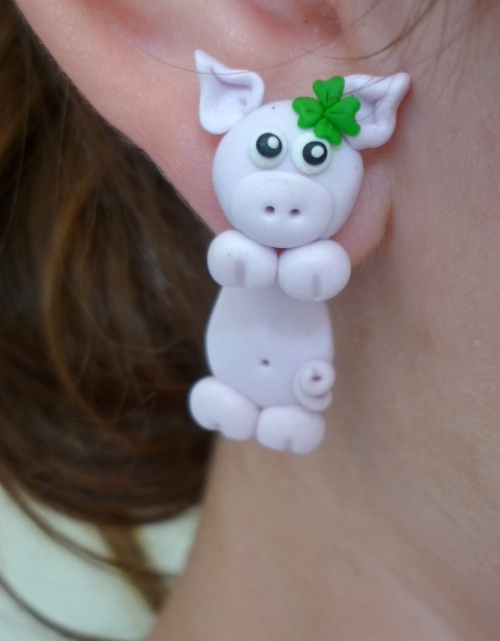 Prasátka - fimo náušnice skrz ucho - 1pár