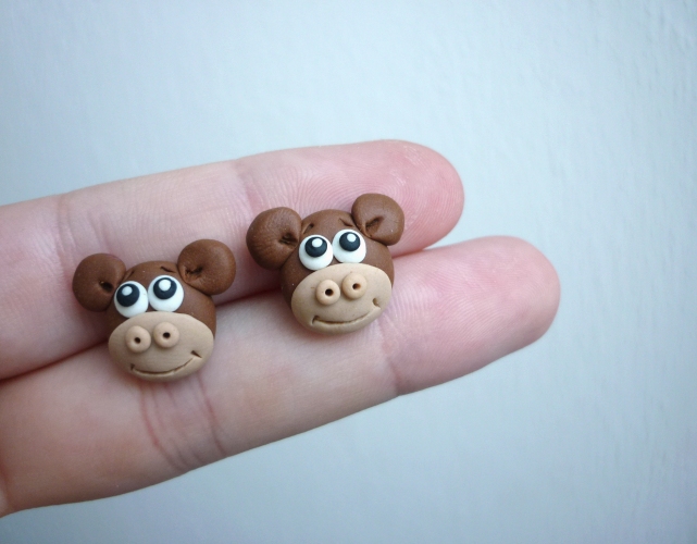 Opičí invaze - fimo náušnice