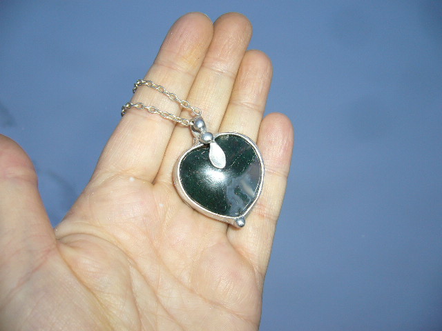 Symfonie lesa - srdce s mechovým achátem 