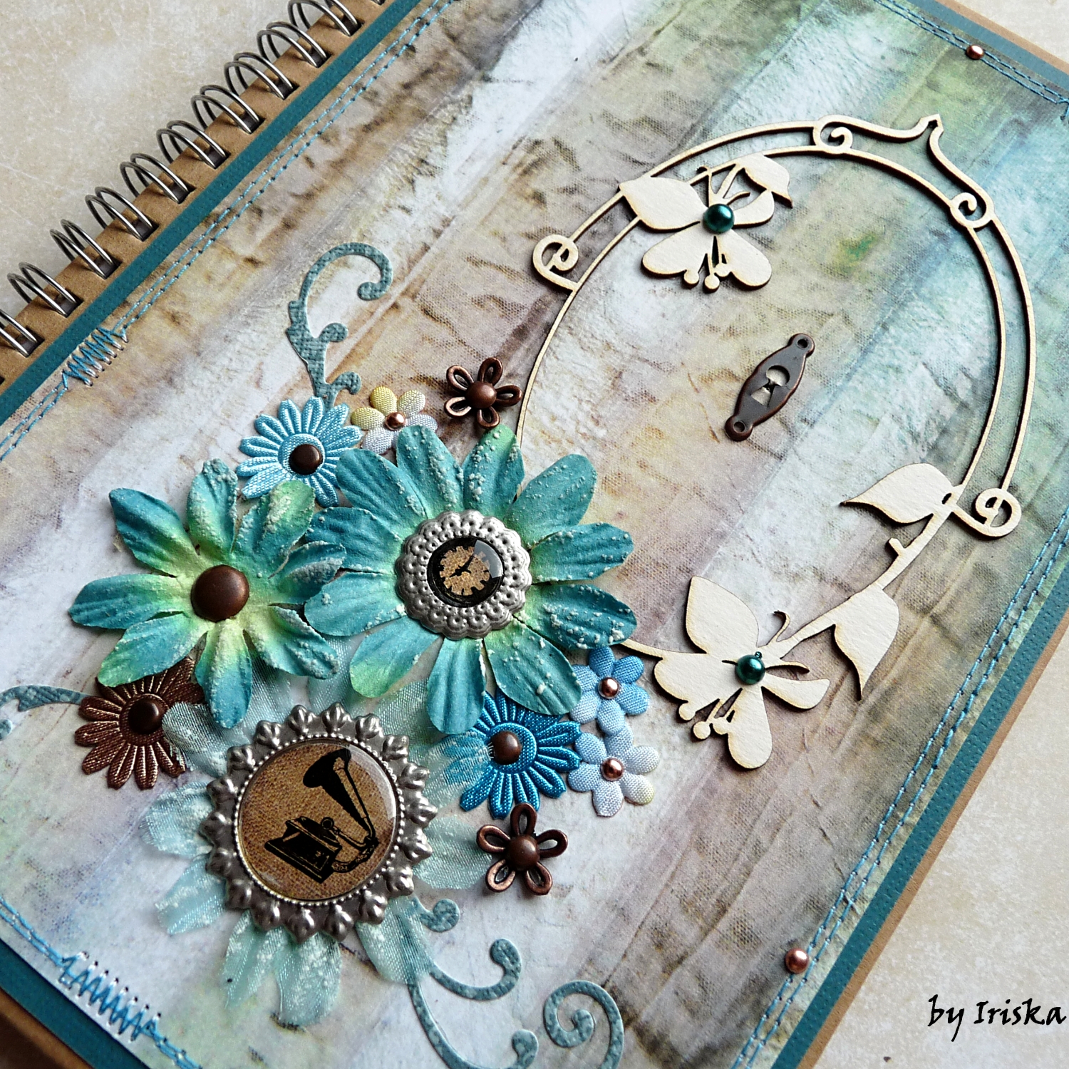 Blok tyrkysový s gramofonem