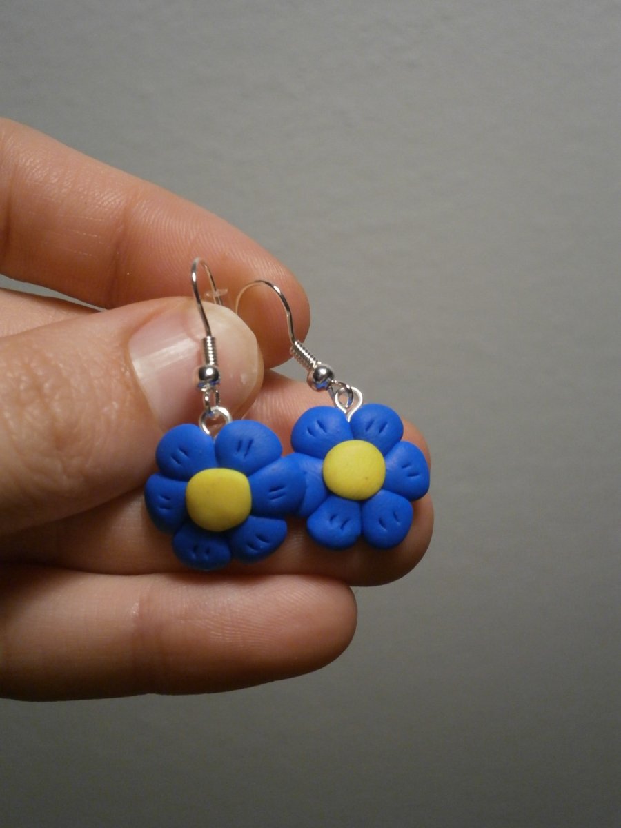 Náušnice modré květiny