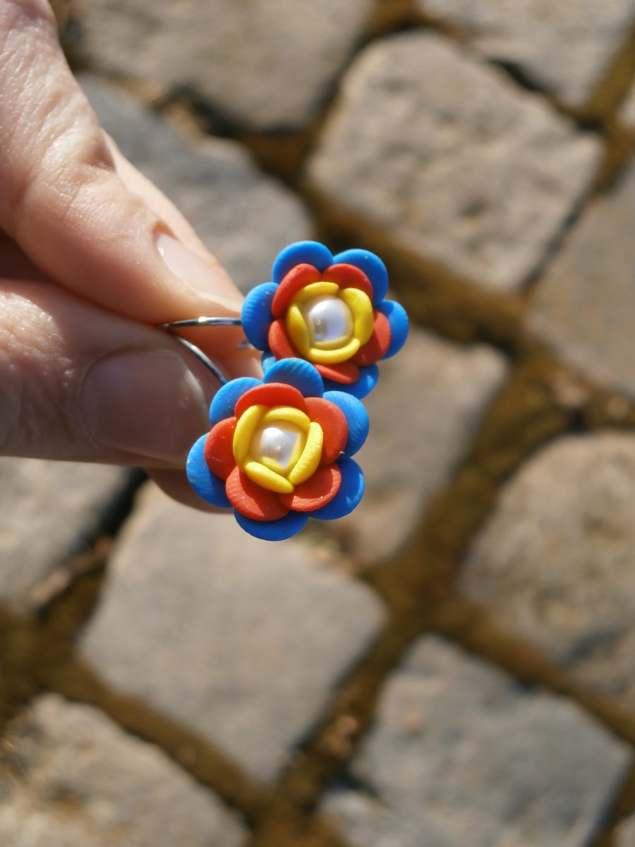 Náušnice barevné visací květiny