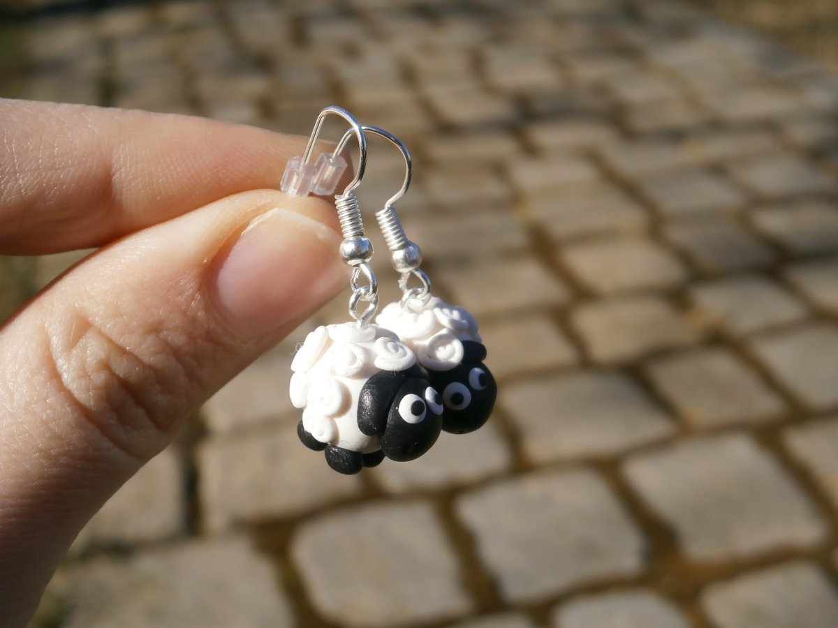 Náušnice černobílé ovečky