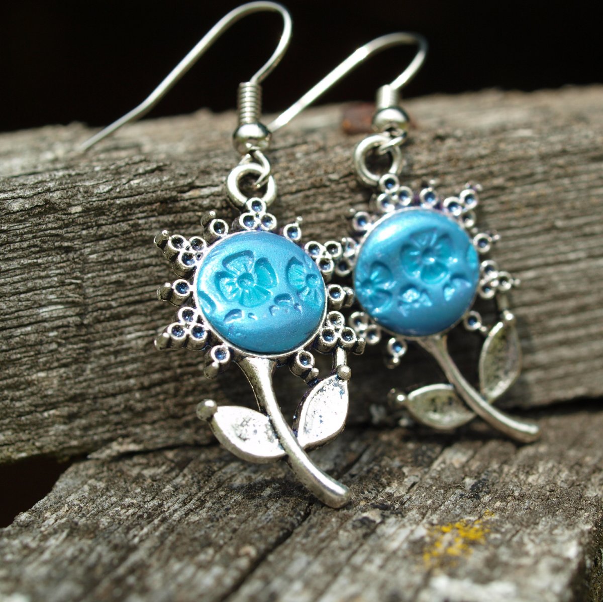 Náušnice tyrkysová růže