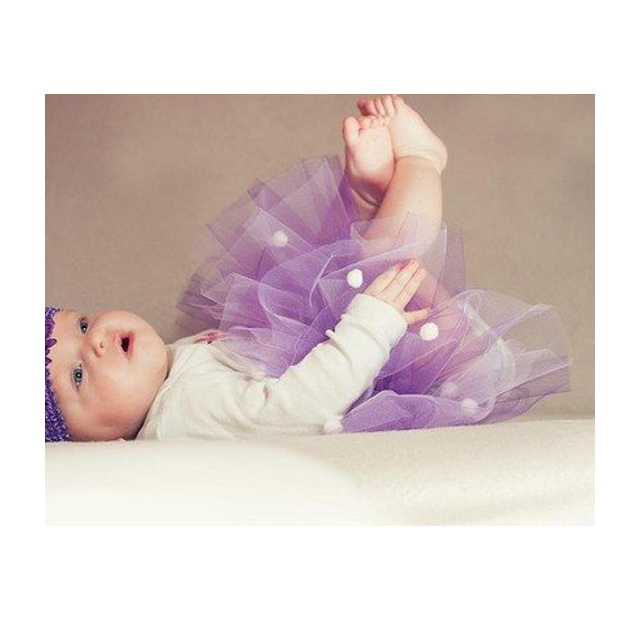 tutu tylová sukýnka fialová s bambulky