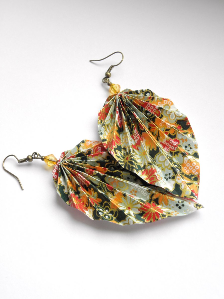 - podzimní listí - origami náušnice