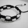 Náramek Shamballa dvojřadý černobílý