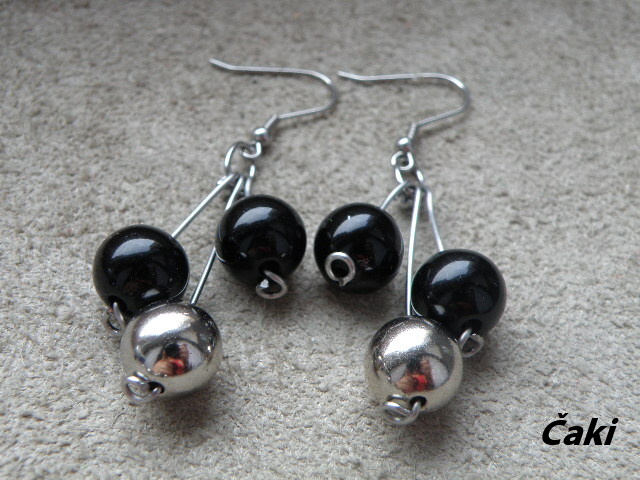 Černostříbrné  naušnice  protialergické
