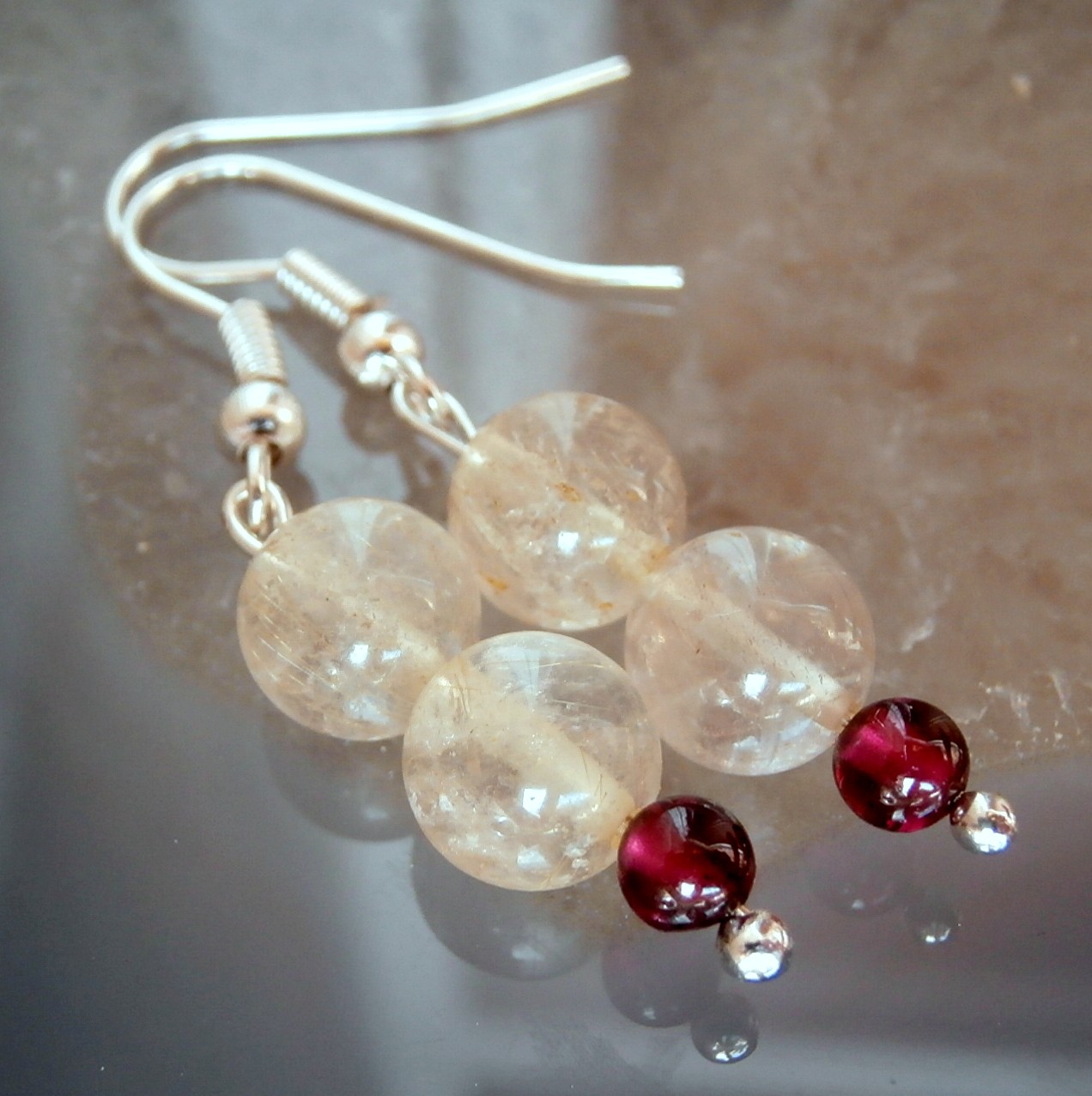 Křišťál a Granátky(Na29),naušnice