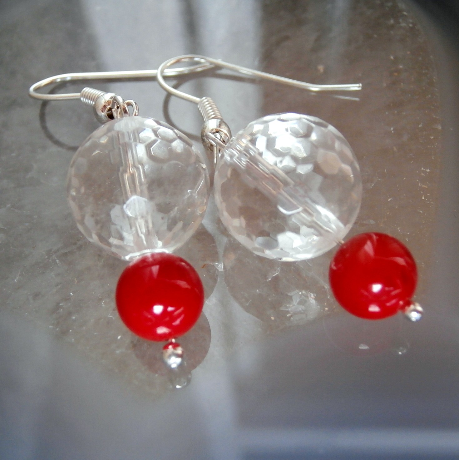 Fasetovaný Křišťál a Bambus(Na8),naušnice