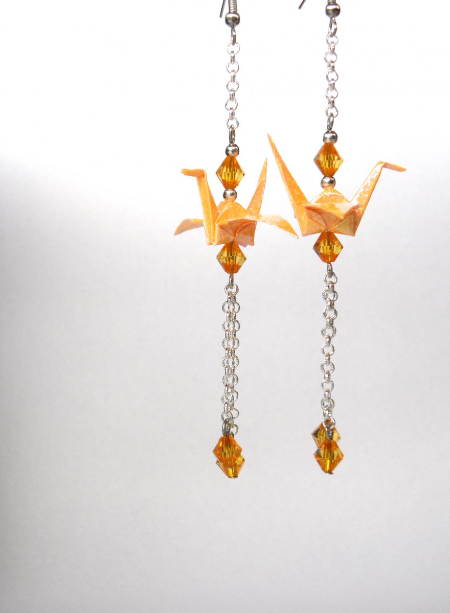  -pták ohnivák - náušnice jeřáb