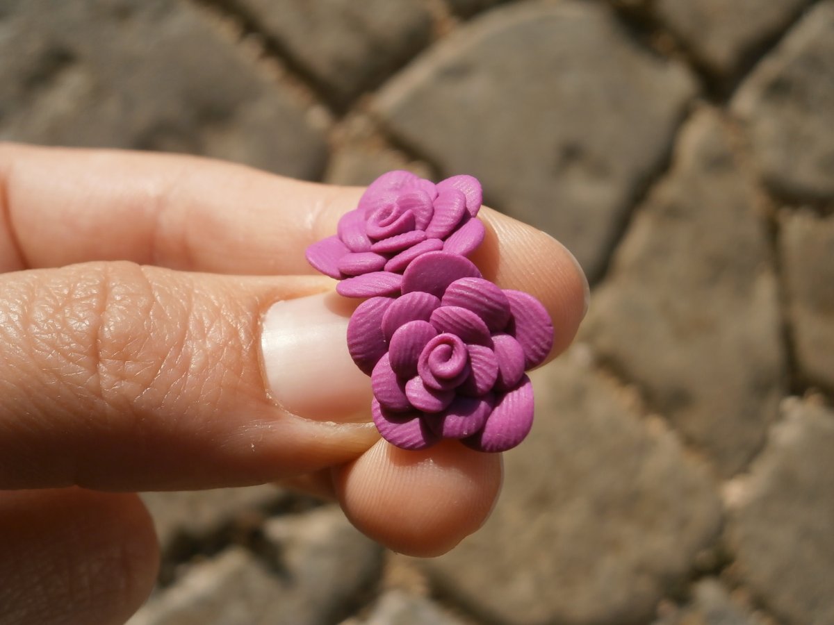 Růžičky fialové - náušnice i pro alergiky