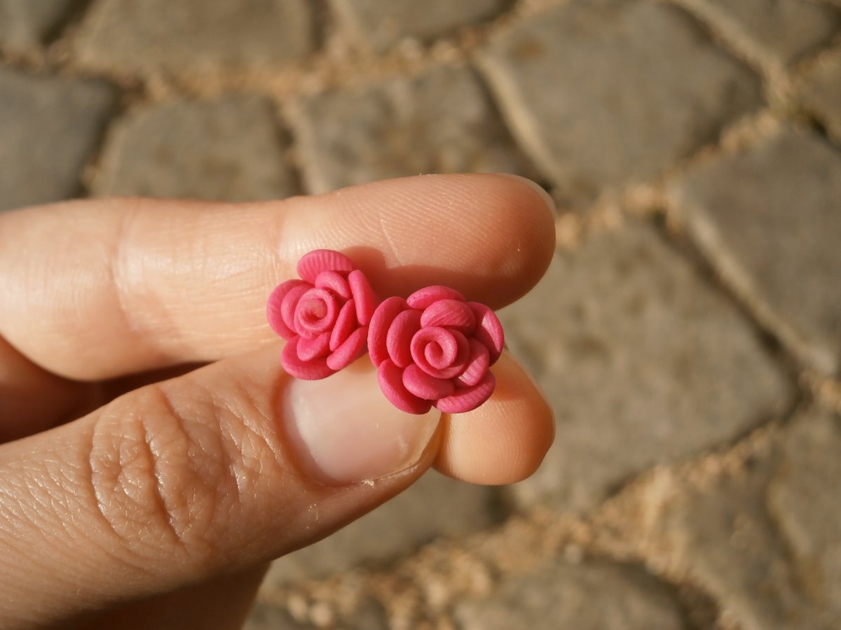 Náušnice růže růžové - i pro alergiky